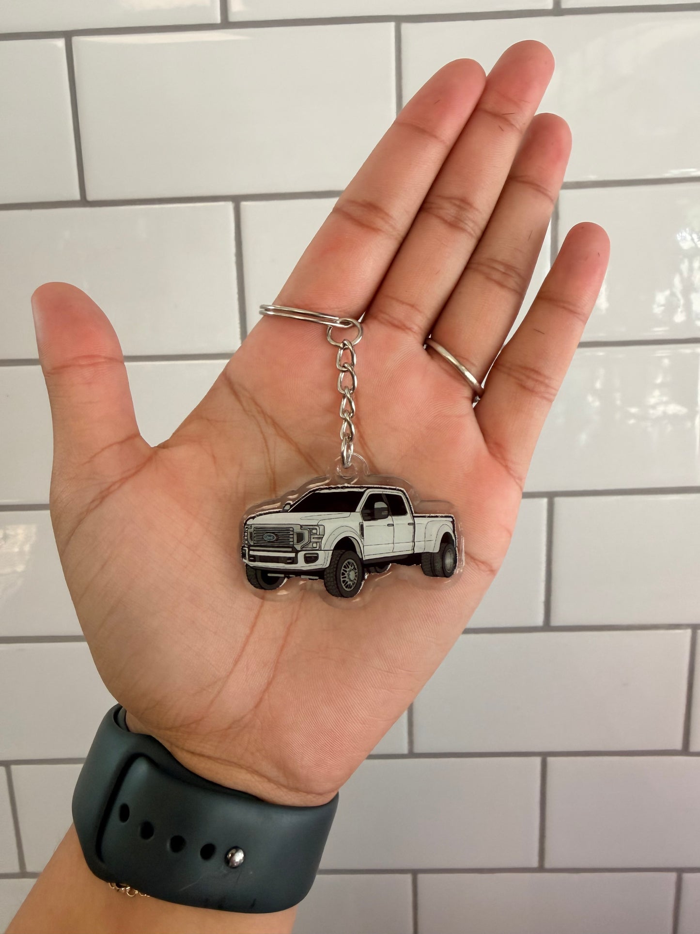 White Ford Truck Acrylic Keychain
