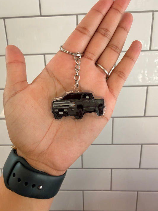 Black Chevy Silverado Acrylic Keychain